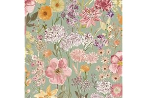 GRANDECO WALLPAPER Grandeco Wildflowers Wallpaper Sage Pink A61601