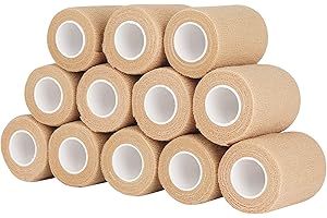 PHYTOP Vendas Autoadhesivas 12 Rollos de 7,5 cm x 4,5 m Venda Elastica Adhesiva (Beige)