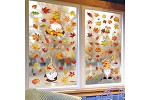 ENYACOS Herbst Fenster Aufkleber - Thanksgiving Dekorationen mit Blättern und Saisonale Urlaub Motiven (C)