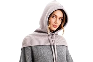 TAGVO Gorro Balaclava 2 en 1 con Bufanda, Pasamontañas Tejido a Prueba de Viento, Bufanda con Capucha, Calentador de Cuello y Gorro, Unisex