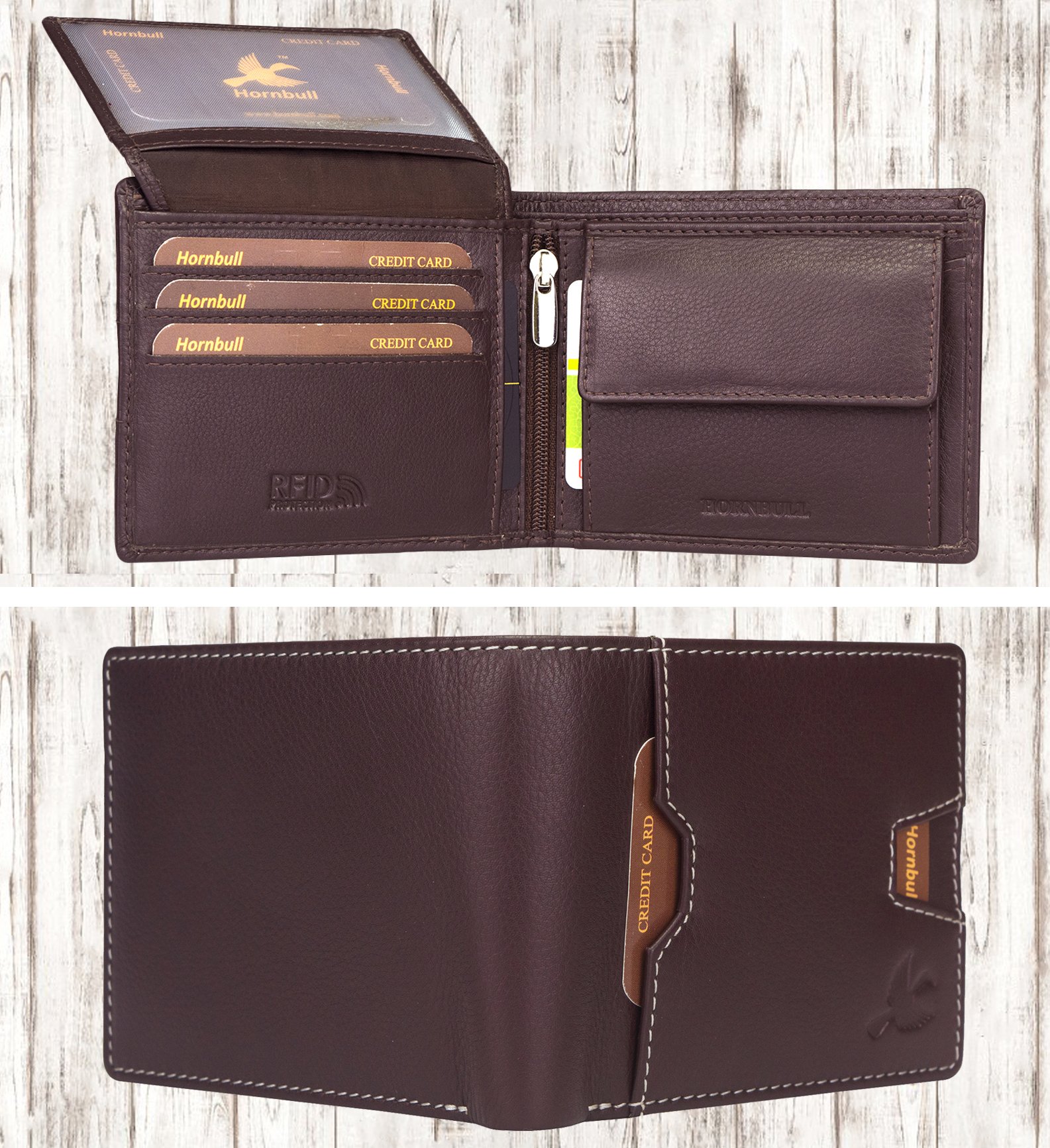 HORNBULL Denial Olive Green Genuine Leather Purse for Men | Leather Mens Wallet with RFID Blocking | Valentine's Day Gift Wallet for Men - Image 5