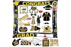 YIIIGOOOD Abschlussfeier Fotobox Accessoires 2024 Abitur 21 Stück Graduation Fotorequisiten und 1 Stück aufblasbar Foto Requisite Fotorahmen Congrats Grad Abschlussfeier Foto Booth Props
