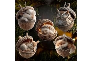 GENERIC Forest Animal Acorn Ornaments, Cute Forest Animal in Pine Cone Christmas Ornaments, Acrylic Forests Animals Hanging Decorations for Tree, Gifts for Nature Lovers, Holiday Home Decor (5PCS)