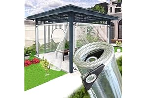 SDLLG Transparente Plane mit ösen 2.2 * 6m Abdeckplane 0.35mm Pflanzenschutz Regen-Vorhänge PVC Glas Klare wasserdichte Tarps Schutzplane Allzweckplane als Türvorhang Kunststoffplane