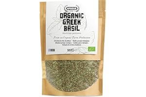 Apsogo Basilic – Basilic bio séché de Grèce – Qualité supérieure et saveur aromatique, parfait comme épice ou tisane (100 g)