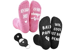 Jadive Geschenke für Neue Eltern Antirutsch Socken Entscheidungsmünze Mama Papa Schwangerschaft Verkünden Lustige Geschenk für Schwangere Taufgeschenke Geschenk zu Weihnachten