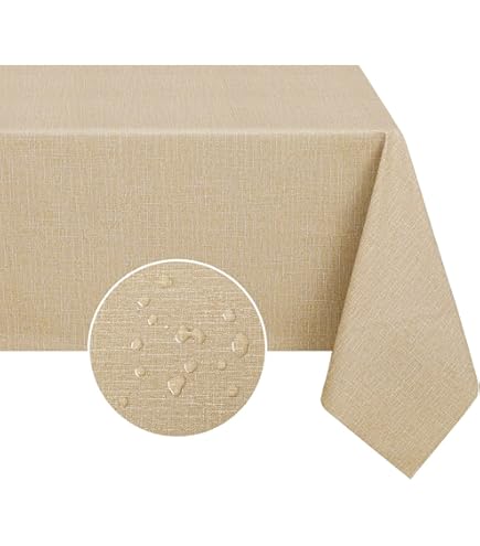 Tovaglia Antimacchia Effetto Lino Jemidi - Impermeabile, 130x220cm, Colore Antracite - Foto 4