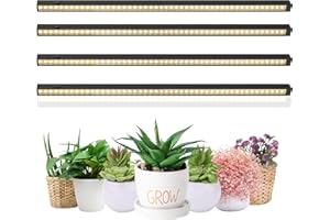 MOYA STD T5 Grow Lights for Indoor Plants, 2ft T5 Cabinet Grow Lamp with Black Cover, Full Spectrum Sunlight for Greenhouse, 2ft Grow Light Strip Plant Light, 3000K Warm White, 4 Packs