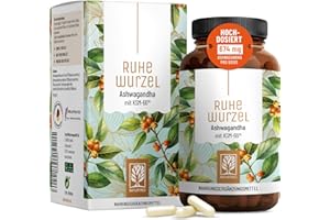 ‎NATURTREU NATURTREU Ruhewurzel - Ashwagandha Kapseln hochdosiert 120x - 600 mg Ashwagandha KSM-66® pro Tag - Komplex aus Ashwagandha-Wurzelextrakt & Ashwagandhawurzelpulver - Vegan