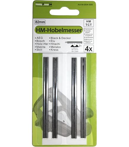 Lames Rabot Métal Dur 80.5mm - Lot De 4 - Pour Rabots ELU MFF40, MFF80, MFF81 - Haute Résistance