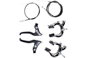 eRadius Complete Bicycle Caliper Brake Set | Front & Rear Cables | Lever Set | V Brake Accessories | BMX MTB Bikes Old School Complete Caliper Set