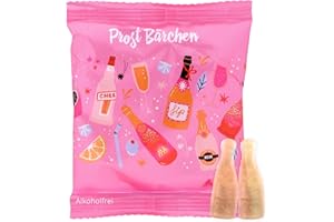 ‎FLAMINGO ON THE BEACH Fruchtgummi Prosecco-Flaschen 10er Pack (10 x 15g) – Ananas-Gummibärchen ohne Alkohol in Sektflaschen-Form – originelles Gastgeschenk & süße Partydeko für Geburtstag, Hochzeit, JGA & Mädelsabend