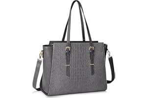 NUBILY Borsa Donna Grande Borsa Lavoro Donna Borsa Tracolla in Pelle PU Borsa PC 15.6 Pollici Borsa Tote Shopper Business Computerda Nero