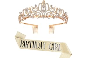 HENGBIRD Fascia per compleanno, corona di cristallo, tiara, corona di compleanno, corona di compleanno, tiara, corona 13-70