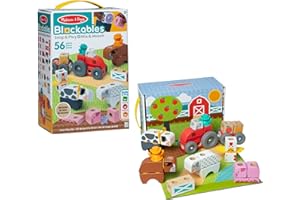 Melissa & Doug Blockables Set della Fattoria – Set di Costruzioni in Legno con Blocchi Collegabili (56 Pezzi), Gioco Creativo e Educativo, Regalo per Bambini e Bambine, 2+ Anni - Certificati FSC