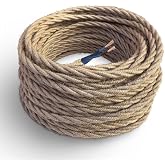 Amarcords - Jute braided fabric cable, 5 meters, with 2 conductors 2 x 0.75 - Classic coloured textile electric wire for DIY