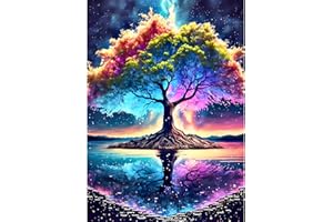 NAIMOER Arbres Peinture Diamant Adulte, 5D Fleurs Diamond Painting Complet, Diamant Painting Fleurs Kit Enfants Diamant Strass Point de Croix Cristal Painting pour Murale Décor 30x40cm