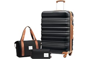 LONG VACATION Koffer handgepäck Trolley Gepäck, Reisekoffer Set Reise Hartschalen Trolley 4 Rollen TSA-Schloss Der Koffer Enthält 1 Reisetasche und 1 Kulturbeutel