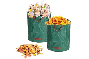 PECEWLOS 2pcs x 121L Bolsas de Basura Sacos De Jardín, Gran Capacidad, Plegables y Reutilizables, para Residuos de Jardín, Hojas Secas, Restos de Poda, Residuos de Plantas， Estables a los Rayos UV
