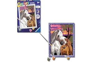 Ravensburger - Creart Serie D Cavalli Al Tramonto | Kit Pittura Bambini | Dipingere Con I Numeri Include Tutto Il Necessario | Giochi Bambini 9 Anni O Più | Creart 9 Anni