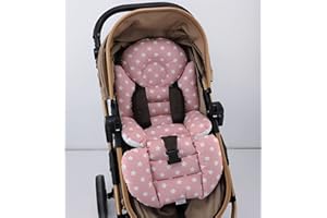 Pushchair/Stroller Cushion- Pram Accessories -Seat Liner -Umay Baby 100% Cotton Cover (Powder Star)