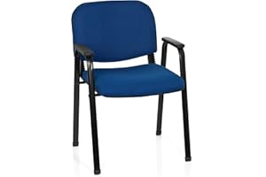 HJH Office 704341 Sedia visitatore XT 650 Fabric Blu Sedia da conferenza imbottita con braccioli, impilabile