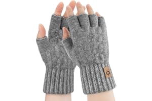 ARFNKIM Half Finger Gloves Winter Thickened Thermal Knitted Working Running Biking Driving Fingerless Gloves for Men Women