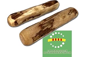 EL FUTBOLIN Bois d'Olivier Naturel pour Chiens | Lot de 2 (Taille S) 15 CM | Bain d'Huile d'olive | Jouet à Mâcher Naturel en Bois d'Olivier pour Chiens | Hygiène Dentaire| Bâton Anti-Stress