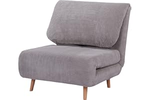 ‎HOMCOM HOMCOM 2 in 1 Schlafsessel Klappbar Schlafsofa mit Bettfunktion Verstellbarer Rückenlehne, Gästebett bis 200kg Relaxsessel in Cordoptik Klappsessel für Wohnzimmer Schlafzimmer 82 x 87 x 89 cm Hellgrau