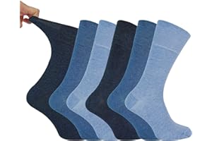 IOMI Footnurse | Mens 6-Pack Loose Non-Elastic Diabetic Socks with Hand Linked Toes Seams | 5 colours