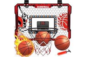 OZMI Basketball Hoop Indoor for Kids, Mini Hoop for Bedroom Office with 3 Ball Automatic Scoring, Gifts for Boys Teenage 5 6 7 8 9 10 Years Old, Over Door Basketball Hoop Presents Toys for Teen Boys
