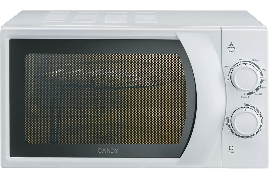 Candy Idea Microwave Oven with Grill, 20 Litres, 700 W, 6 Power Levels, Defrost Program, Timer and End-Cooking Signal, Freestanding, 45.2 x 33.5 x 26.2 cm, White - CMG 2071M