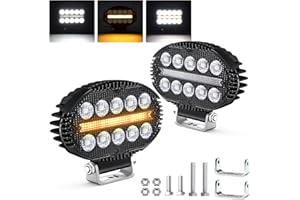 ‎FXLPOWER Fxlpower 2 Stück LED Flutlicht Arbeitsscheinwerfer mit Orange Weiß Positionslicht 12V 24V Zusatzscheinwerfer für Bau und Industrie sowie LKW, Offroad