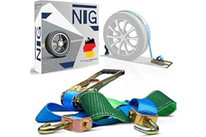NTG 4 Pieces Set de Sangles de Transport de Voiture 2500mm de Long jusqu'a 5000kg avec Tuyau d'accrochage et Crochet de treuil | sécurité de Roue | Sangle | Voiture | Sangles de Pneu