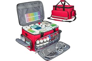 LEFOR·Z Borsa medica,borsa infermiere domiciliare,grande kit medico,borsa per infermiere con divisori staccabili per assistenza sanitaria domestica,viaggi o eventi di emergenza