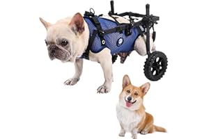 KAJILE Fauteuils Roulants Pliants à Deux Roues Pour Chiens,Fauteuil Roulant à Pattes Arrière Pour Petits Animaux,Fauteuil Roulant Pour Chien Réglable Pour Les Pattes Arrière,Bleu,M