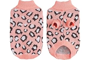 Dcsfadq Rosa Leopard Hundepullover Für Kleine Hunde - Dackel Pullover, Hundemantel Winter, Hundepullover Französische Bulldogge - Leicht Und Tragbar Für Herbst Und Winter (M)