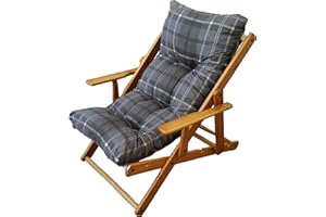 LIBEROSHOPPING.eu - LA TUA CASA IN UN CLIK Fauteuil Chaise Longue Relax inclinable 3 Positions en Bois Pliant (Gris pieux)