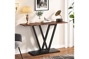 Tribesigns Tavolo Consolle, Consolle Ingresso Moderno, Struttura Metallica Stabile e Facile da Montare, per Soggiorno, Corridoio 110 x 80 x 30 cm (Marrone Rustico)