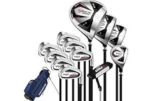PGM Juego de palos de golf para hombre con 12 palos, 4 maderas (#1, 3, 5, 4H), 7 hierros (#5, 6, 7, 8, 9, PW, SW) y 1 putter, bolsa de soporte de golf