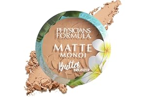 Physicians Formula, Matte Monoi Butter Bronzer, Polvere Abbronzante di Lunga Durata con Burro di Monoi, di Murumuru, di Cupuaçu, di Tucuma, Acidi Grassi Essenziali - Pro-vitamine, Bronzer Matte Light