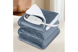 ‎OLYCISM Olycism Heizdecke 180x200cm mit Abschaltautomatik 9 Heizstufen & 10 Auto-Aus-Timern. Überhitzungsschutz waschbare Wärme-Kuscheldecke für Zuhause & Büro Grau