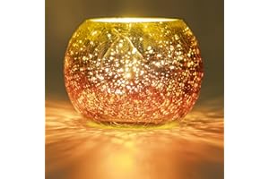 Larcenciel Portacandele, Porta Candele Vetro Candelabro Oro Candeliere Romantico, Porta Tealight con Gradiente, Porta Candele Moderno da Tavolo, per Famiglia, Decorazione da Tavola, Matrimonio, Festa