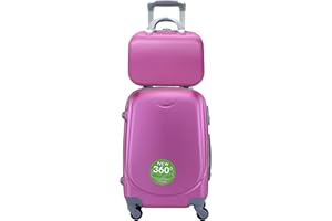 DESCONOCIDO Maleta de Cabina Trolley de Viaje con Neceser a Juego Equipaje de Mano ,aptas para Ryanair Vueling etc (Fucsia)