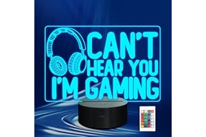 CoolGift Mart 3D Gaming Night Light with Headset Graphic - 16-Color Touch & Remote Control. Perfect Funny Gift for Men, Gamers, Teens & Kids (12+) Who Love Video Games & Humor