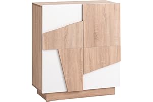 MyosHome - Mobile Buffet Comò in Rovere e Bianco 80 x 89 x 36 cm Odin - Mobile d'Ingresso, Buffet per Soggiorno, Mobile d'Ingresso.