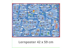 mindmemo Lernposter - Les premiers pas - Französisch lernen Anfänger Vokabeln lernen mit Bildern geniale Lernhilfe DinA2 42x59 cm Premium Edition in ... Lernhilfe - DinA2 PremiumEdition