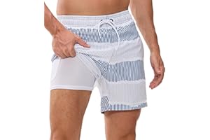 Kfnire Bañador Hombre con Forro Compresión y Bolsillos, Shorts de Baño para Natación Secado Rápido Hidrófugo Banador para Hombre