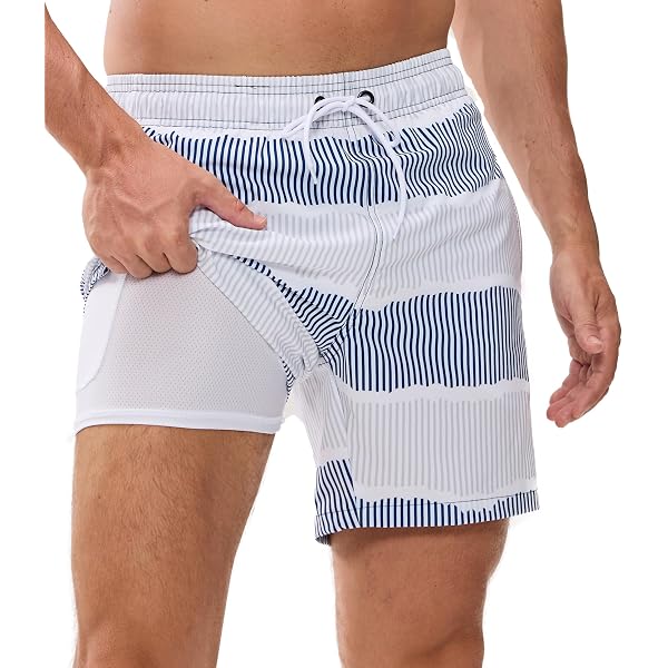 Costume Da Bagno Uomo Ad Asciugatura Rapida - Pantaloncino Spiaggia Con Fodera A Compressione E Stampa 3D - Taglie S-3XL, Vita Regolabile