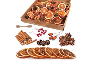 Joxessaien 230 Stück Weihnachtskranz Deko, Adventskranz Zubehör, Getrocknete Orangenscheiben, Zimtstangen, Sternanis, Schaumbeeren, Tannenzapfen, Künstliche Beeren, Juteseil für Weihnachtsdeko Set
